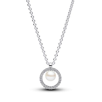 Pandora 393165C01 Halskette Damen Süßwasserzuchtperle Zirkonia Silber