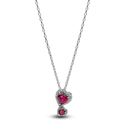 Pandora Kette-Anhänger Strahlenkranz Herzen Silber 60 cm 393658C01