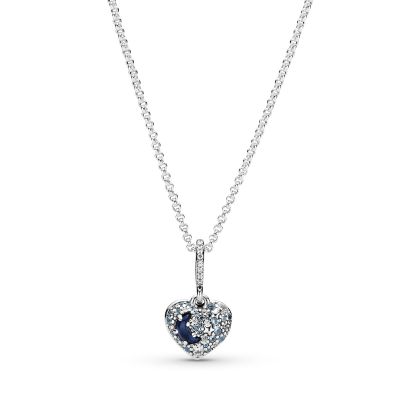 Pandora 399232C01 Halskette Anhänger Funkelnde Blauer Mond & Sterne Herz
