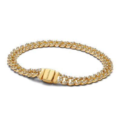 Pandora Gliederarmband Damen Pavé Cuban Zirkonia Vergoldet 563008C01