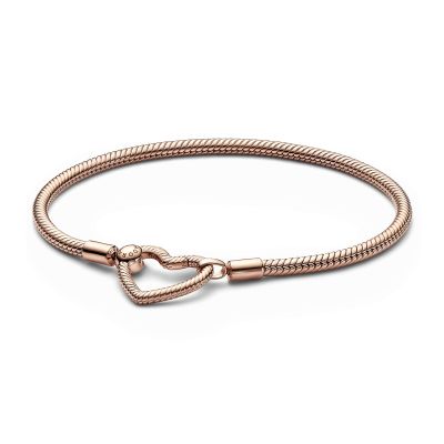 Pandora 582257C00 Schlangen-Gliederarmband Moments Herzverschluss 14k Roségold