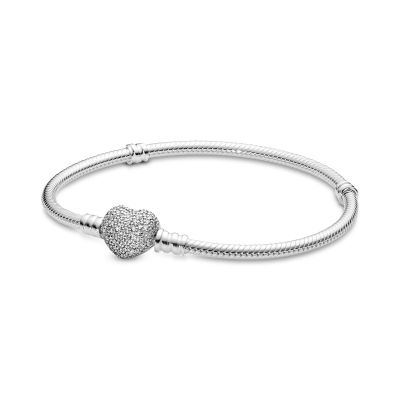 Pandora 590727CZ Schlangen-Gliederarmband mit Herz-Verschluss 