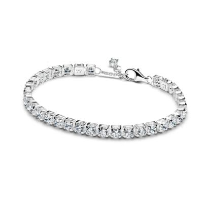 Pandora Tennisarmband Damen Funkelnde Zirkonia Weiss Silber 593539C01