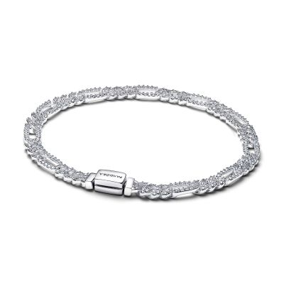 Pandora Cuban-Kettenarmband Oval Zirkonia Sterlingsilber 594227C01