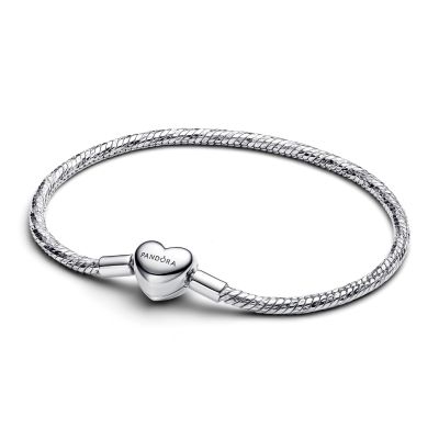 Pandora Schlangen-Gliederarmband Facette Herzverschluss Silber 594236C00