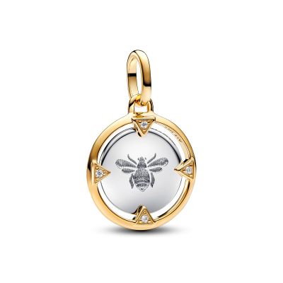 Pandora Me Medaillon-Charm Biene Zirkonia Sterling-Silber Vergoldet 763417C01