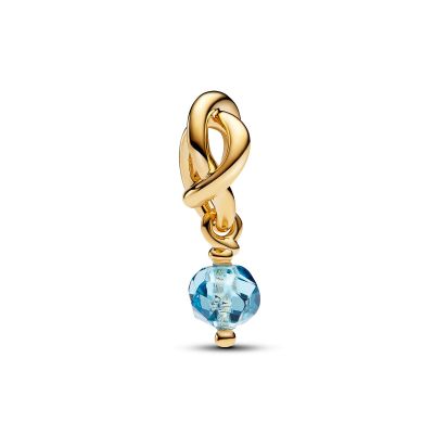  Pandora Charm-Anhänger Hellblau Ewigkeitskreis März Vergoldet 763462C03