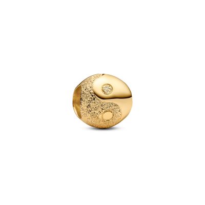 Pandora Mini-Charm Yin und Yang Strukturiert 14K Vergoldet 764045C00