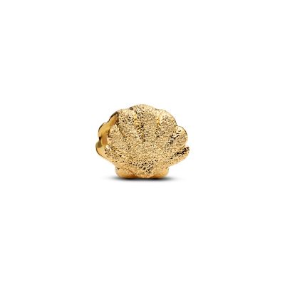 Pandora Mini-Charm Muschel Strukturiert 14 Karat Vergoldet 764057C00