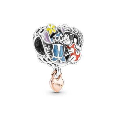 Pandora Disney 781682C01 Charm Ohana Lilo & Stitch Inspiriertes Silber 14k Rosé 