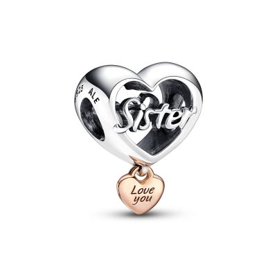 Pandora 782244C00 Charm Herz Love You Sister Sterling-Silber 14k Rosé Vergoldet