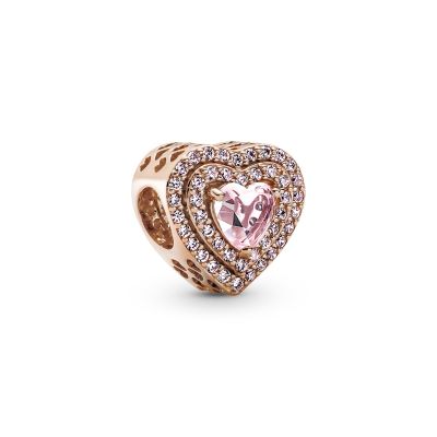  Pandora 789218C01 Charm Damen Funkelndes Mehrstufiges Herz 14k Rosé Vergoldet