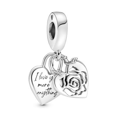 Pandora 790086C00 Charm-Anhänger Damen Rose Herzschloss Sterling-Silber