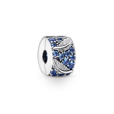 Pandora 792552C01 Clip-Charm Damen Geschwungene Feder Blau Sterling-Silber