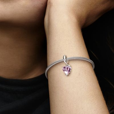 Pandora 792654C01 Charm-Anhänger Rosafarbener Kristall Stammbaum & Herz Silber