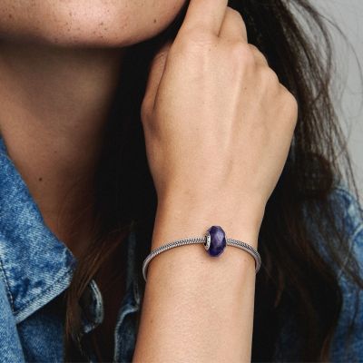 Pandora 792984C00 Charm Damen Facettiertes Blaues Murano-Glas Silber