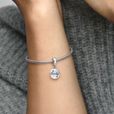 Pandora 792987C01 Charm-Anhänger Geliebte Familie Zirkon Blaue Kristalle Silber