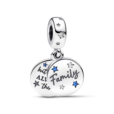 Pandora 792987C01 Charm-Anhänger Geliebte Familie Zirkon Blaue Kristalle Silber