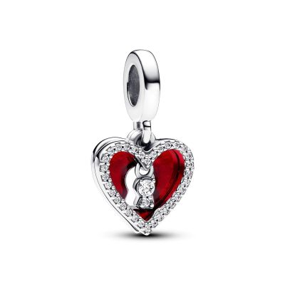 Pandora 793119C01 Charm-Anhänger Damen Rotes Herz & Schlüsselloch Doppelt Silber