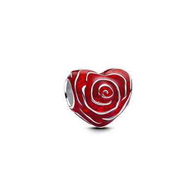 Pandora Charm Damen Rose Herz Rot Silber 793673C01