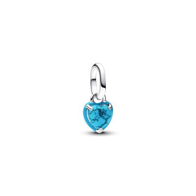 Pandora Me Mini-Charm-Anhänger Türkisfarbenes Herz Silber 793827C01