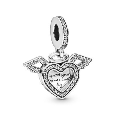 Pandora 798485C01 Charm-Anhänger Damen Herz und Engelsfluegel Silber
