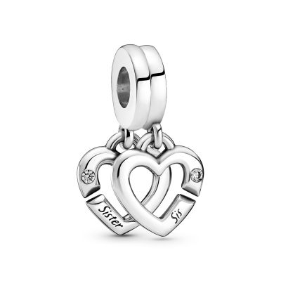 Pandora 799538C01 Charm-Anhänger Verbundene Schwester Teilbare Herzen Silber