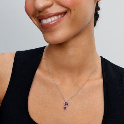 Pandora Kette-Anhänger Strahlenkranz Herzen Silber 60 cm 393658C01