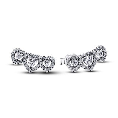 Pandora Ohrstecker Damen Strahlenkranz Herz Trilogie Silber 294411C01