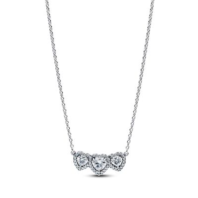 Pandora Halskette Strahlenkranz Herz Trilogie Sterling-Silber 45 cm