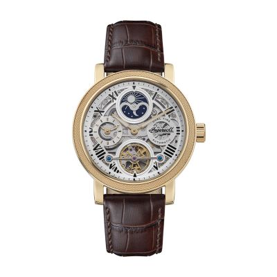 Ingersoll I12402  Herren-Uhr The Row Analog Automatik Leder-Armband Ø 45 mm