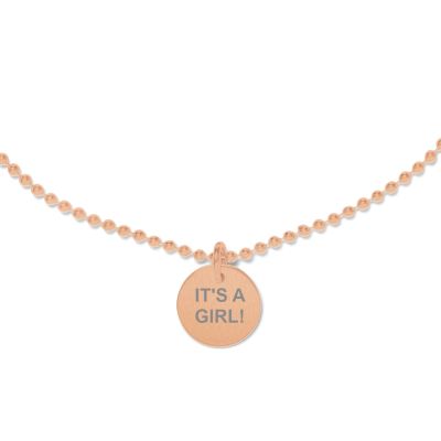 Beka & Bell 5002 Halskette-Anhänger It`s a Girl! Geburt Silber Rosé 90 cm