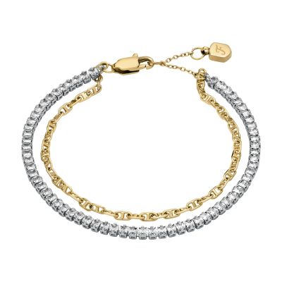 Fossil Tennisarmband Heritage D-Link Glitz Metall Gold-Ton JA7281998