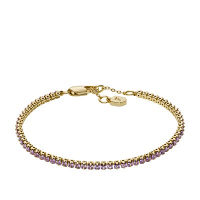Fossil Tennisarmband Ellis Pavé Glitz Amethyst Metall Goldton JA7306710