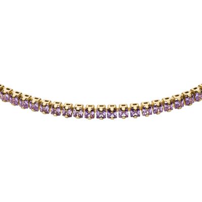 Fossil Tennisarmband Ellis Pavé Glitz Amethyst Metall Goldton JA7306710
