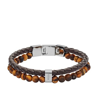 Fossil JF03118040 Armband Herren Vintage Casual Tigerauge Leder Braun