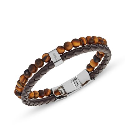 Fossil JF03118040 Armband Herren Vintage Casual Tigerauge Leder Braun