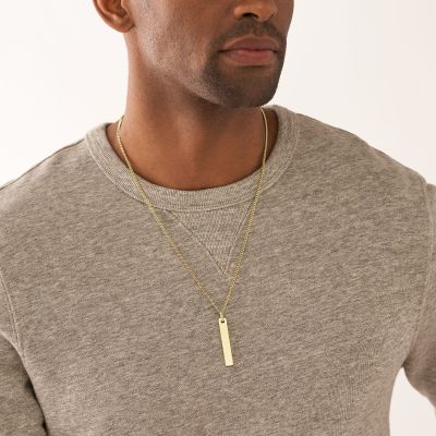 Fossil Halskette-Anhänger Herren Drew Edelstahl Gold-Ton JF04464710