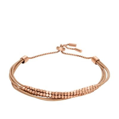 Fossil Armband Damen All Stacked Up Roségold Braun Leder JF04472791