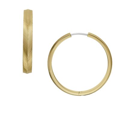 Fossil JF04538710 Creolen Ohrringe Damen Harlow Linear Texture Edelstahl Gold