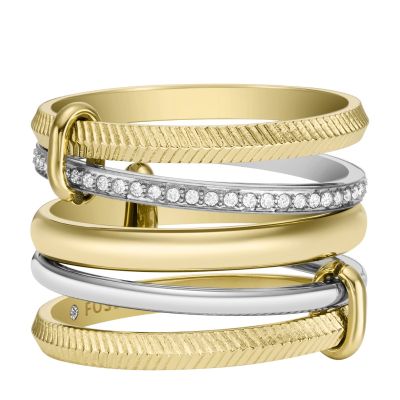 Fossil Prestack-Ring Harlow Linear Texture Edelstahl JF04592998