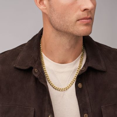 Fossil Halskette Herren Bold Chains Edelstahl Gold-Ton JF04612710