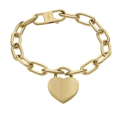 Fossil Armband Harlow Linear Texture Heart Edelstahl Goldton JF04658710 
