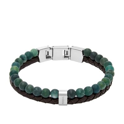 Fossil Armband Herren Beads Multi Strand Leder Edelstahl JF04854040