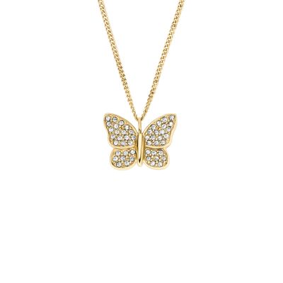 Fossil Halskette mit Anhänger Pavé Schmetterling Gold-Ton JF04920710