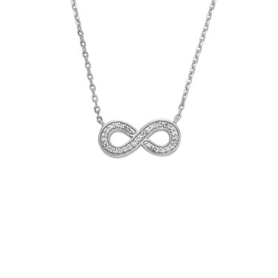 Fossil Halskette-Anhänger Damen Infinity Zirkonia Silber JFS00632040
