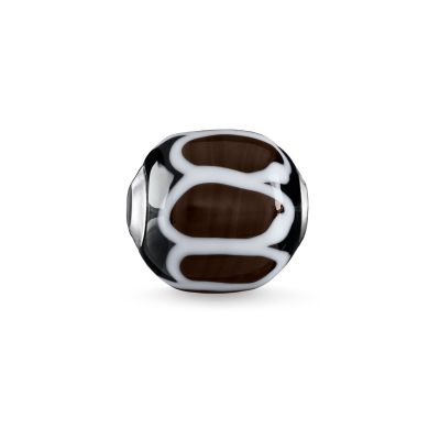 Thomas Sabo K0250-017-2 Karma Bead Glas Schwarz Weiß Sterling-Silber