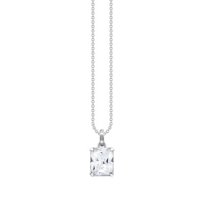Thomas Sabo Halskette mit Anhänger Weißer Stein Silber KE1964-051-14