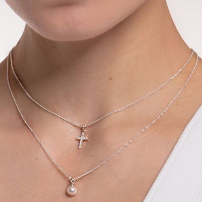 Thomas Sabo KE2076-082-14 Halskette mit Anhänger Perle Silber 45 cm