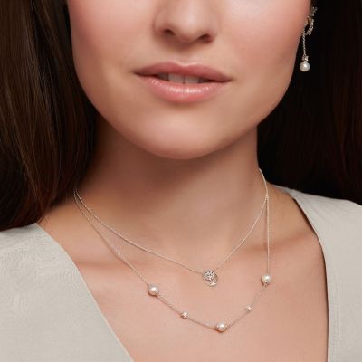 Thomas Sabo SCKE150327 Halskette mit Anhänger Tree of Love Weiße Steine Silber